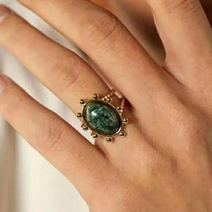 18k gold plated green African Turquoise ring